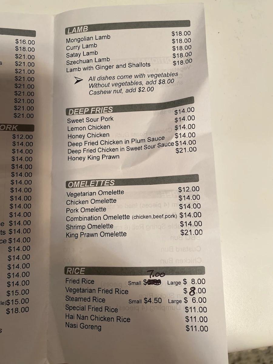 Menu, The Chow Shop