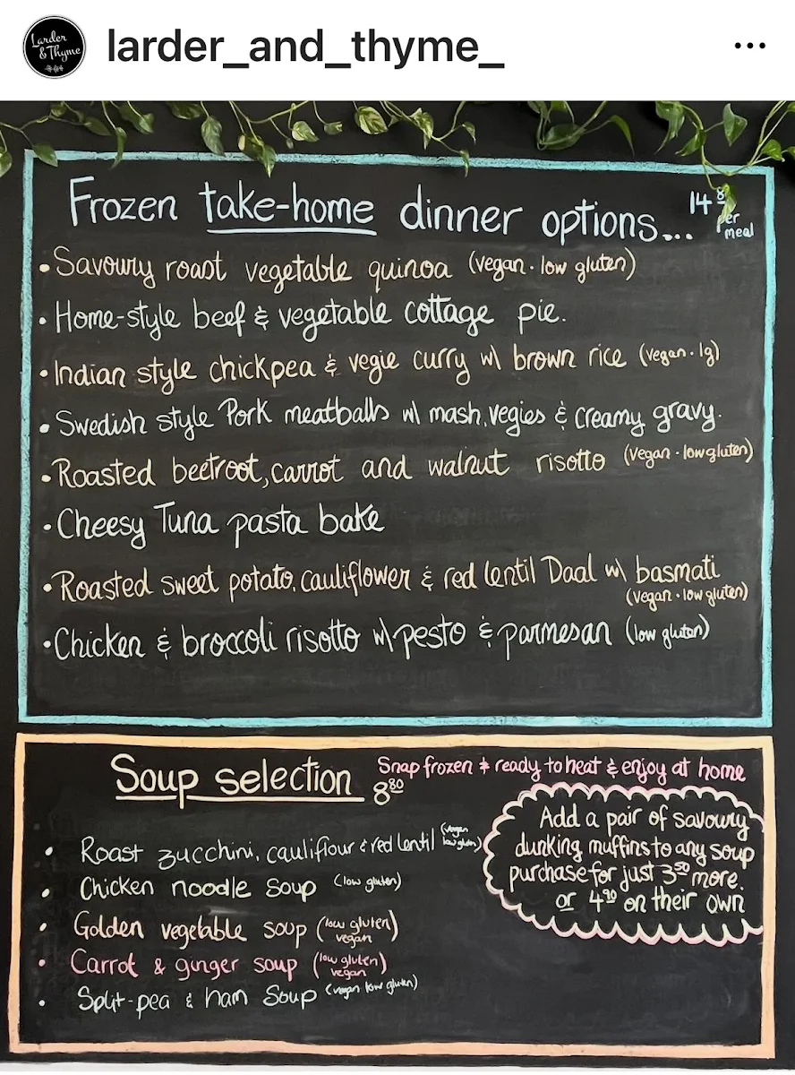 Menu, Larder & Thyme Ferntree Gully