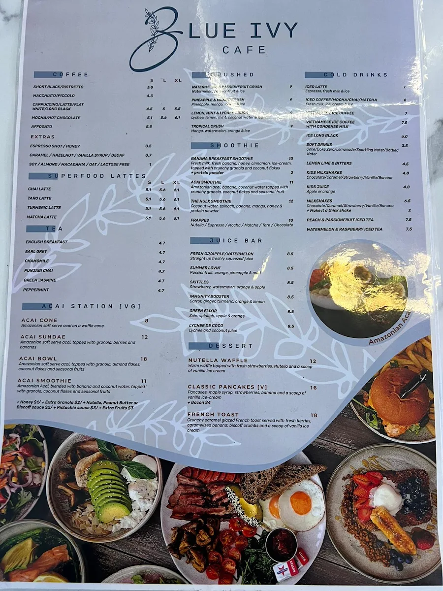 Menu, Blue Ivy Cafe