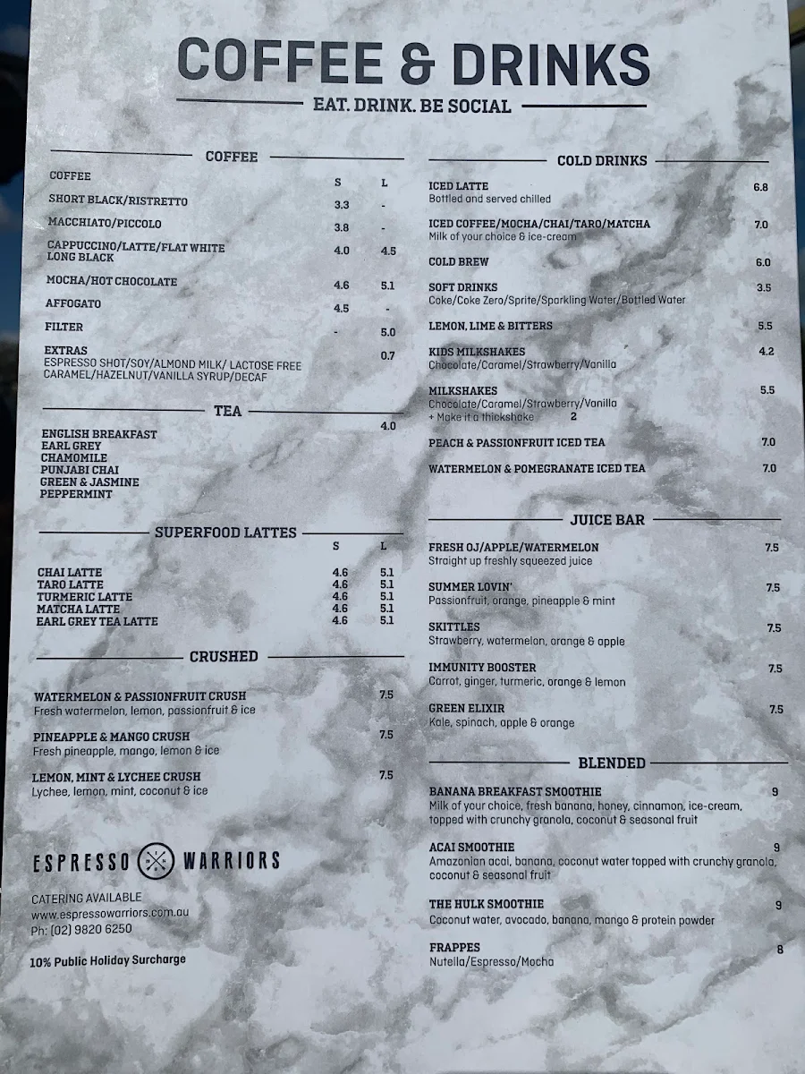 Menu, Blue Ivy Cafe