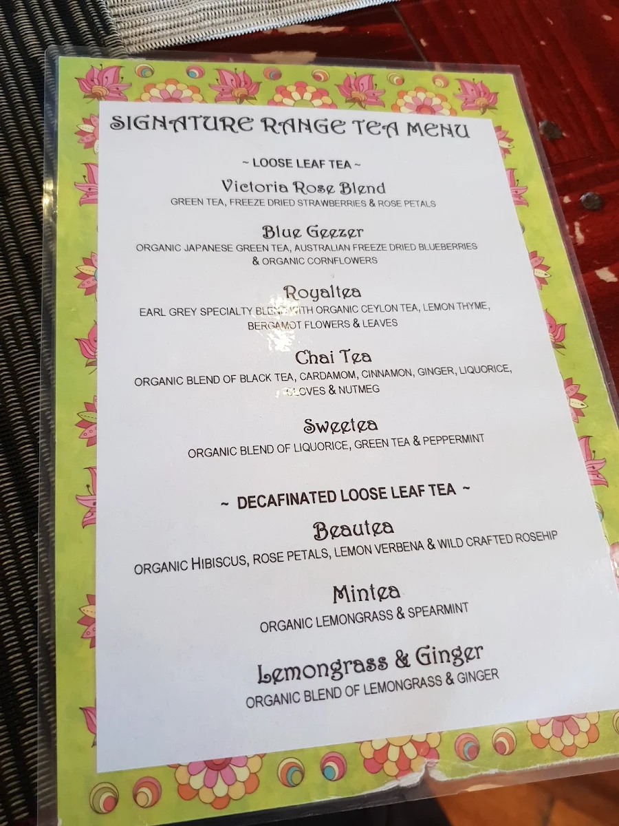 Menu, Victoria Rose & Tea Room