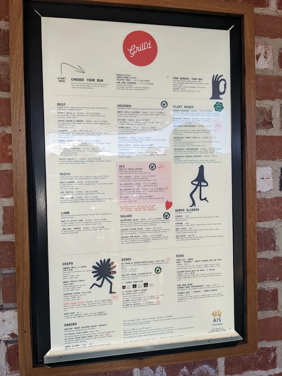 Menu, Grill'd Burgers - West Gosford