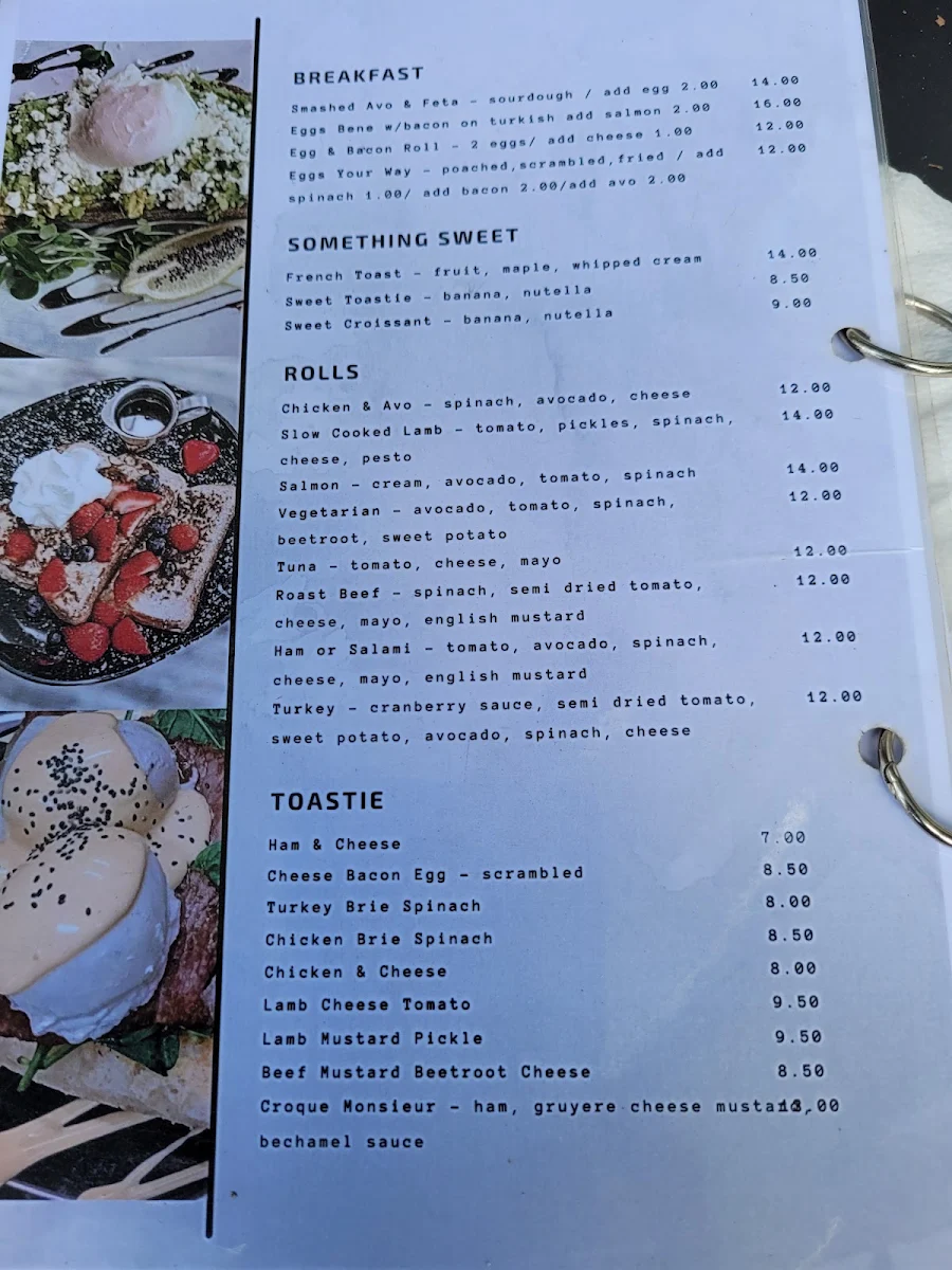 Menu, Old Paris Cafe
