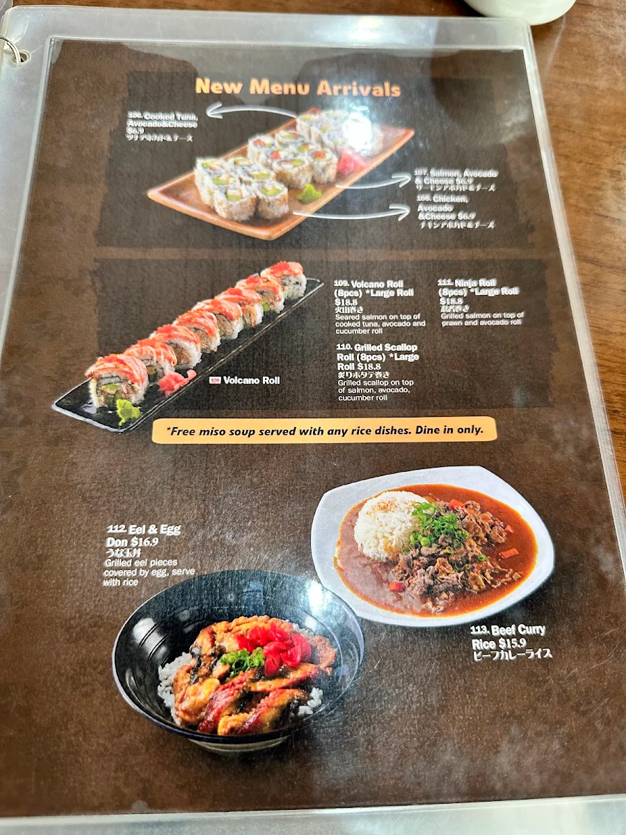 Menu, Tako Japanese Restaurant
