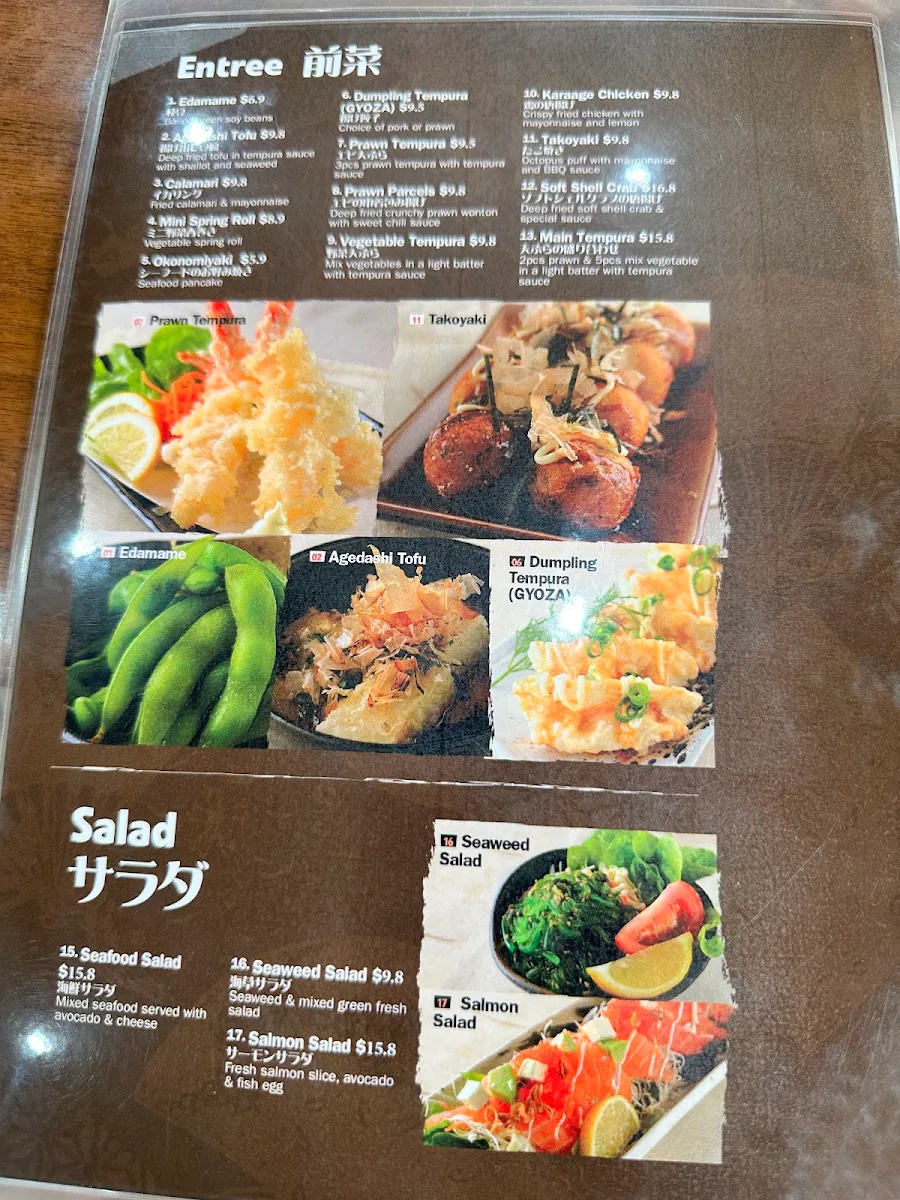 Menu, Tako Japanese Restaurant