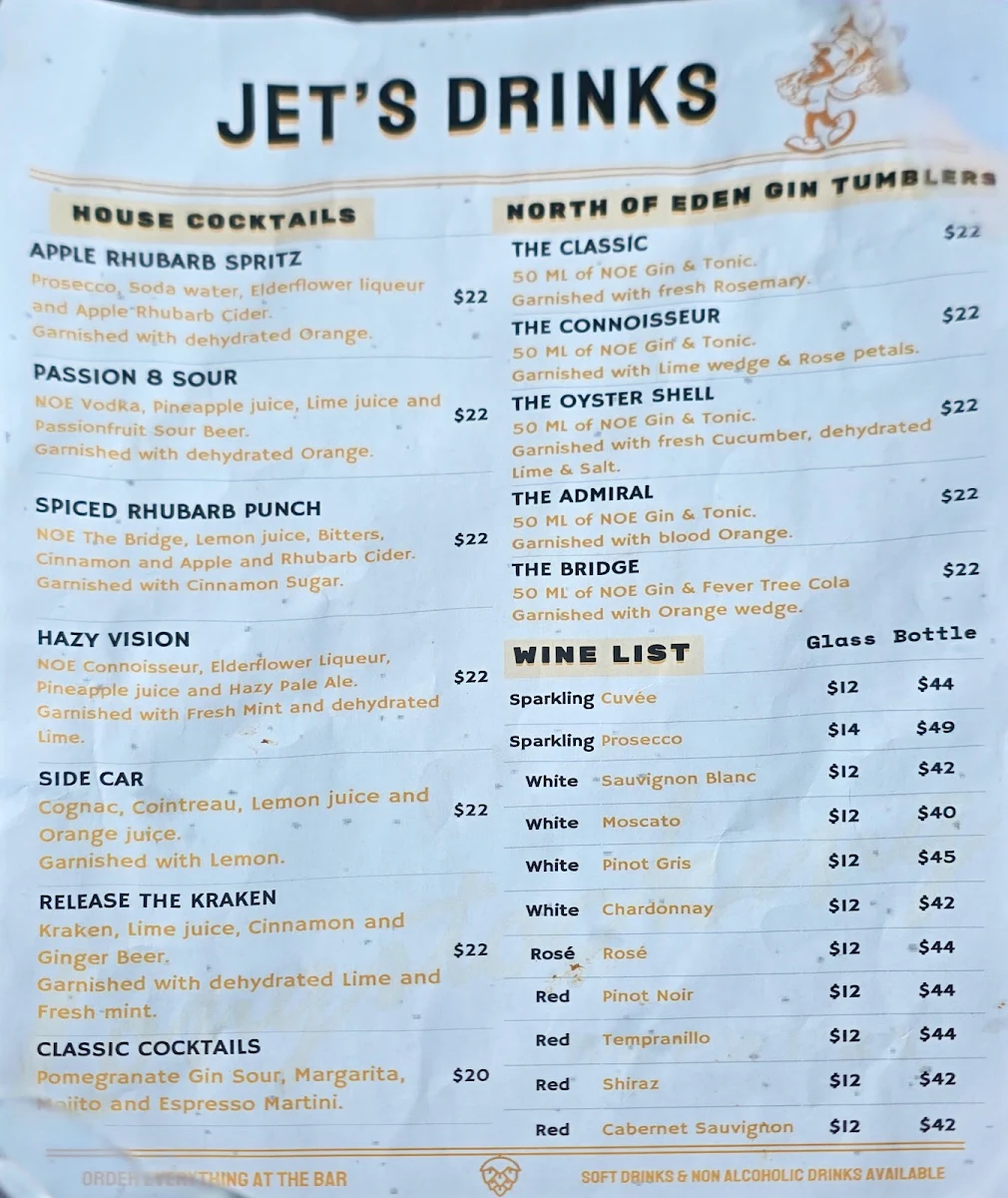 Menu, Longstocking Brewery