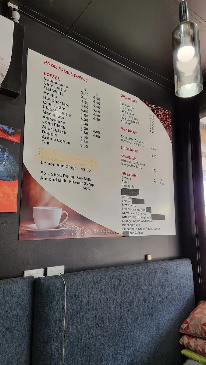 Menu, Tarboosh Café