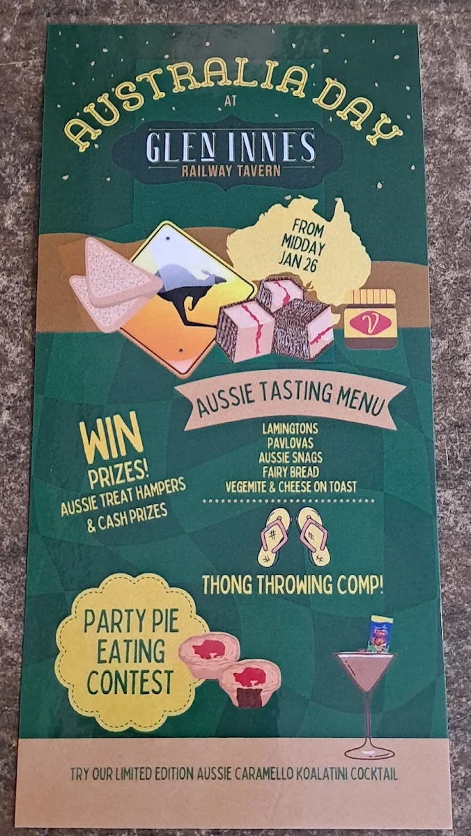 Menu, Railway Tavern