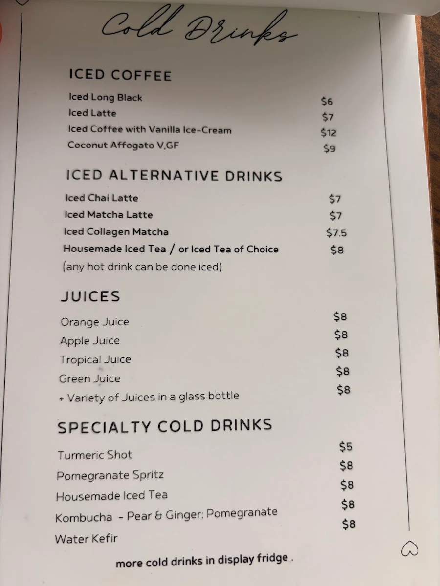 Menu, Nourish, Port Douglas