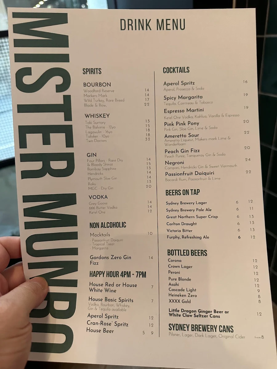 Menu, Mister Munro