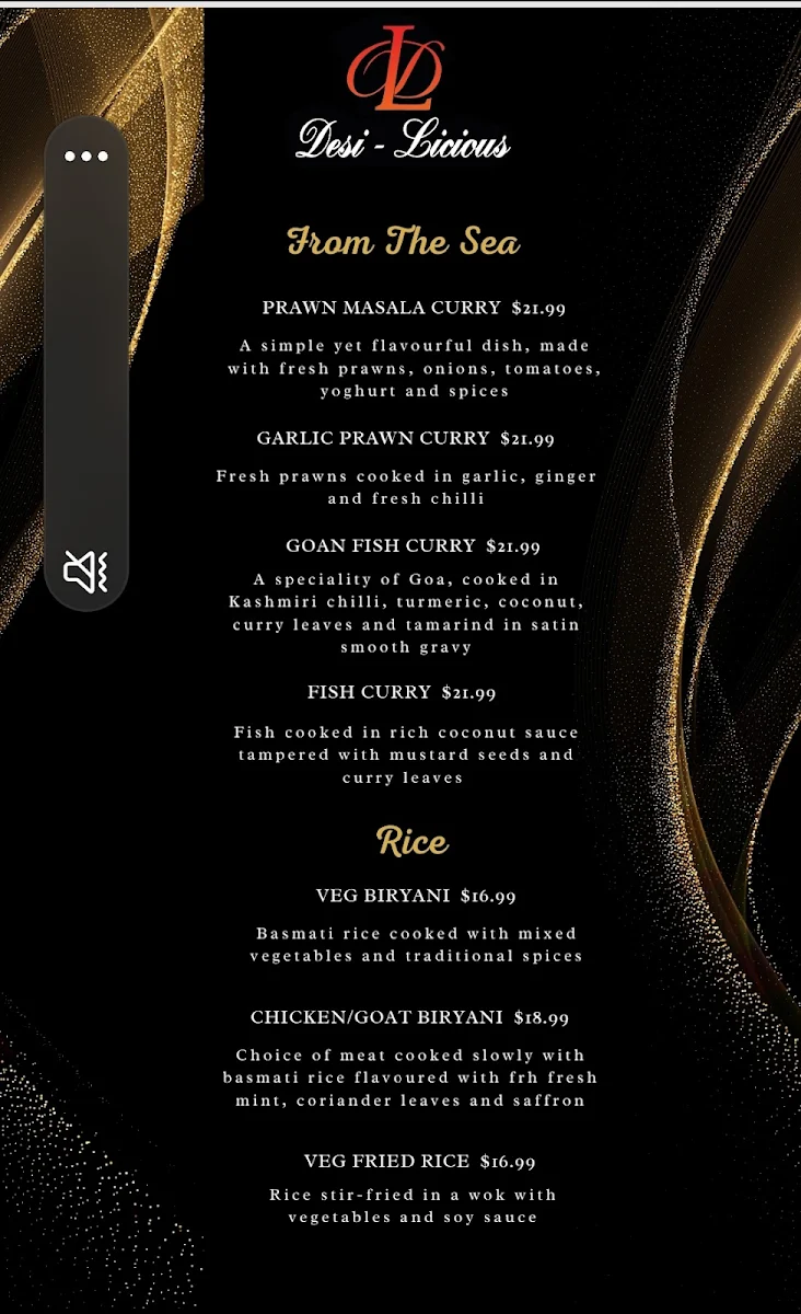 Menu, Desi-licious The Garden Lounge