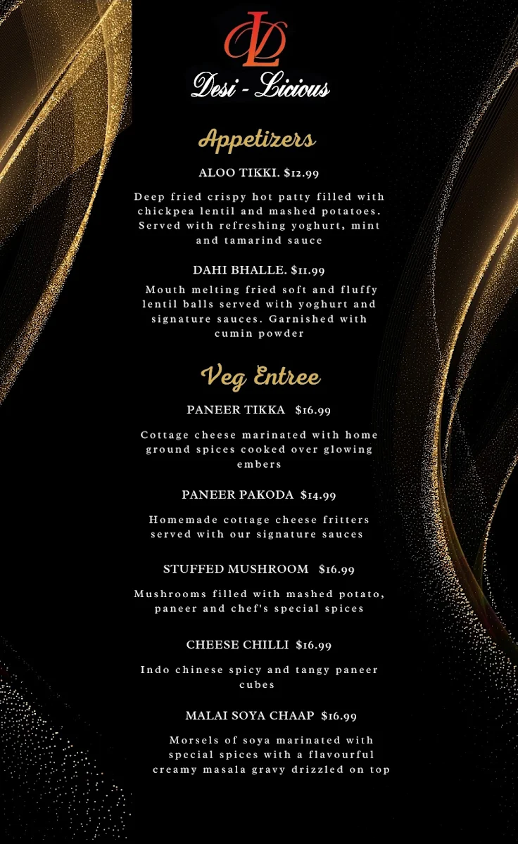Menu, Desi-licious The Garden Lounge