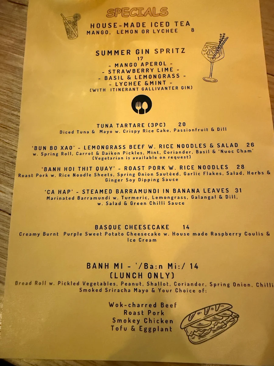 Menu, Saigon Allee