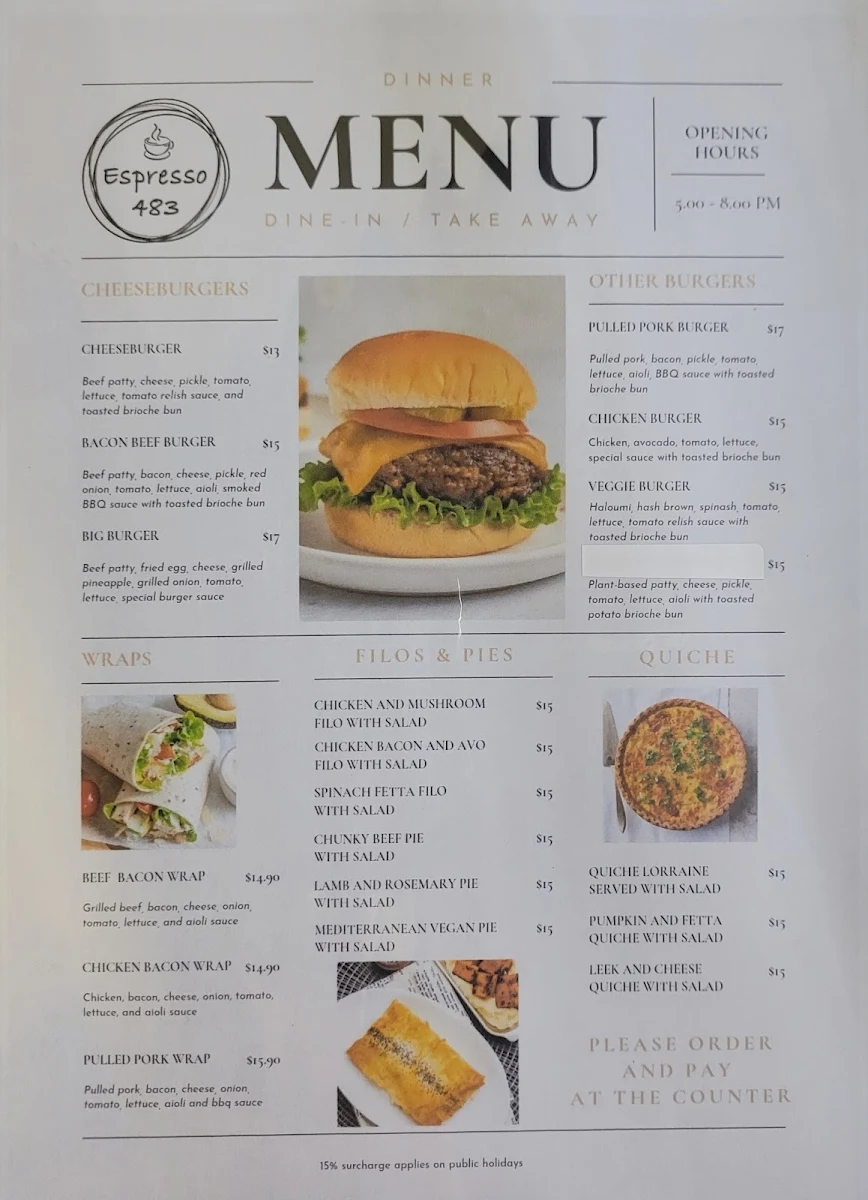 Menu, Espresso 483