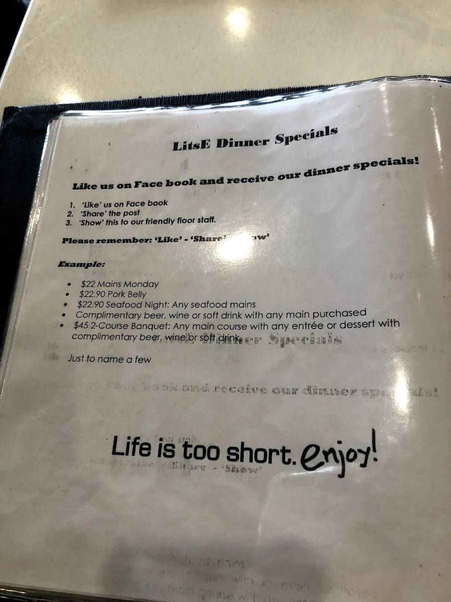 Menu, Litse Lounge