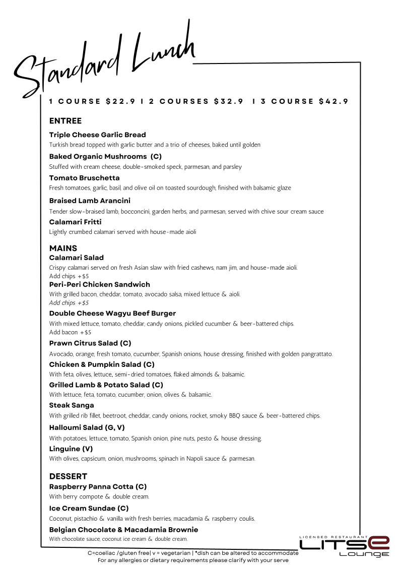 Menu, Litse Lounge