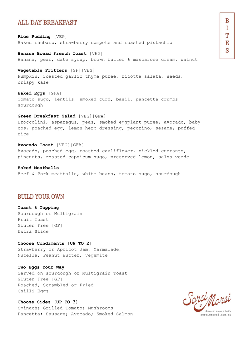 Menu, Sorsi e Morsi