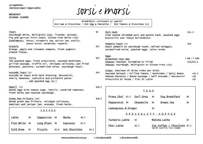 Menu, Sorsi e Morsi