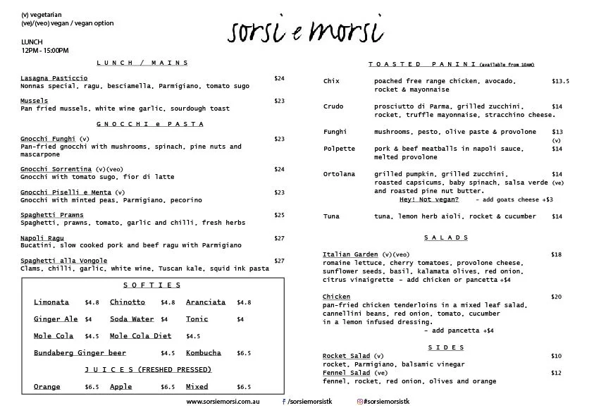 Menu, Sorsi e Morsi