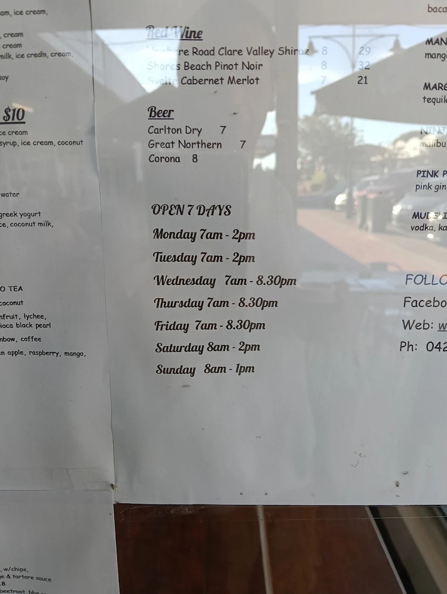 Menu, Cafe Nosh