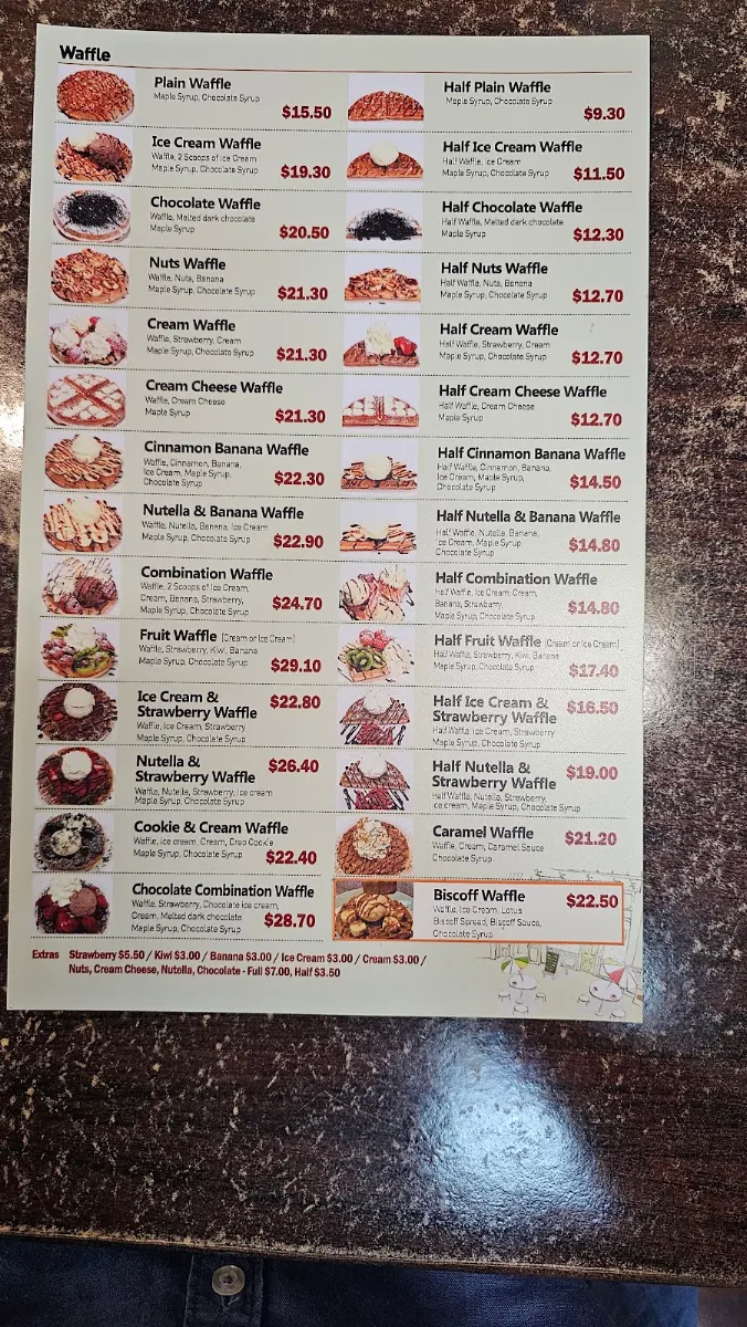 Menu, Waffle & Coffee
