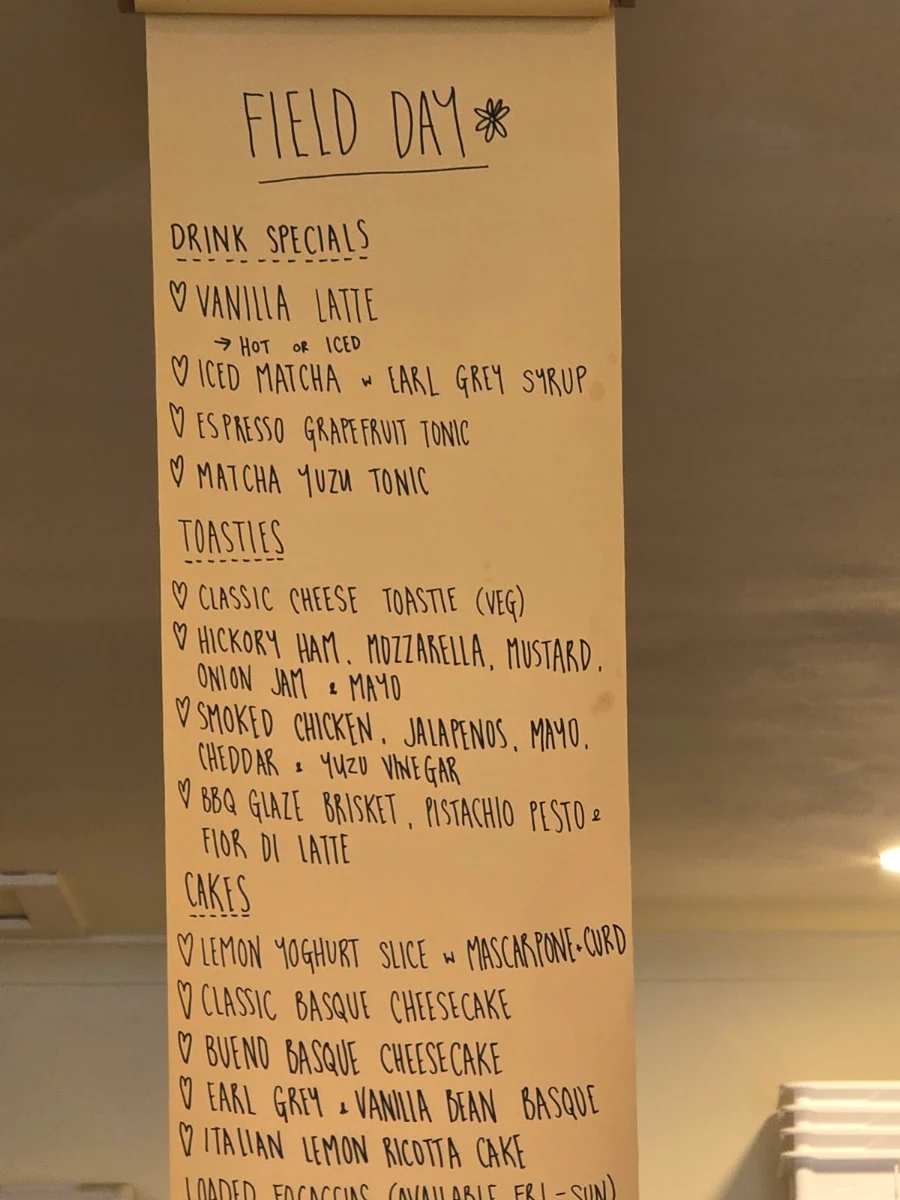 Menu, Field Day Pantry