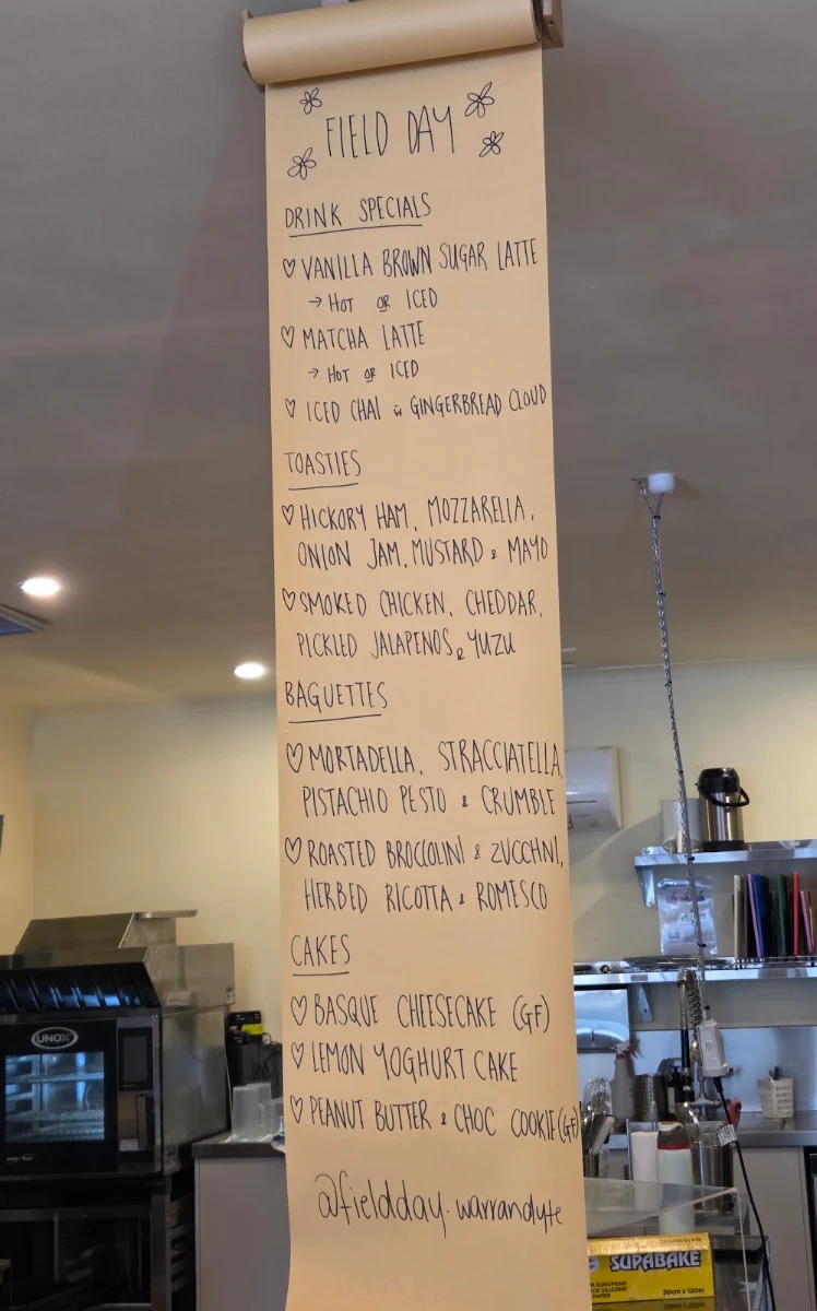 Menu, Field Day Pantry