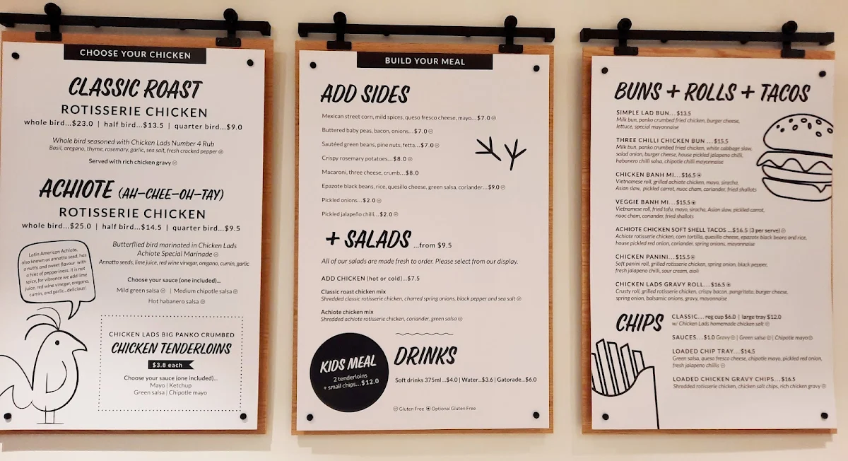 Menu, Chicken Lads
