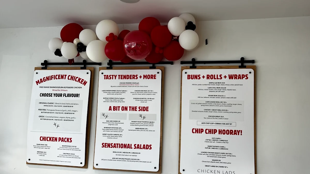Menu, Chicken Lads
