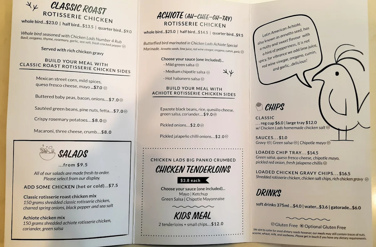 Menu, Chicken Lads