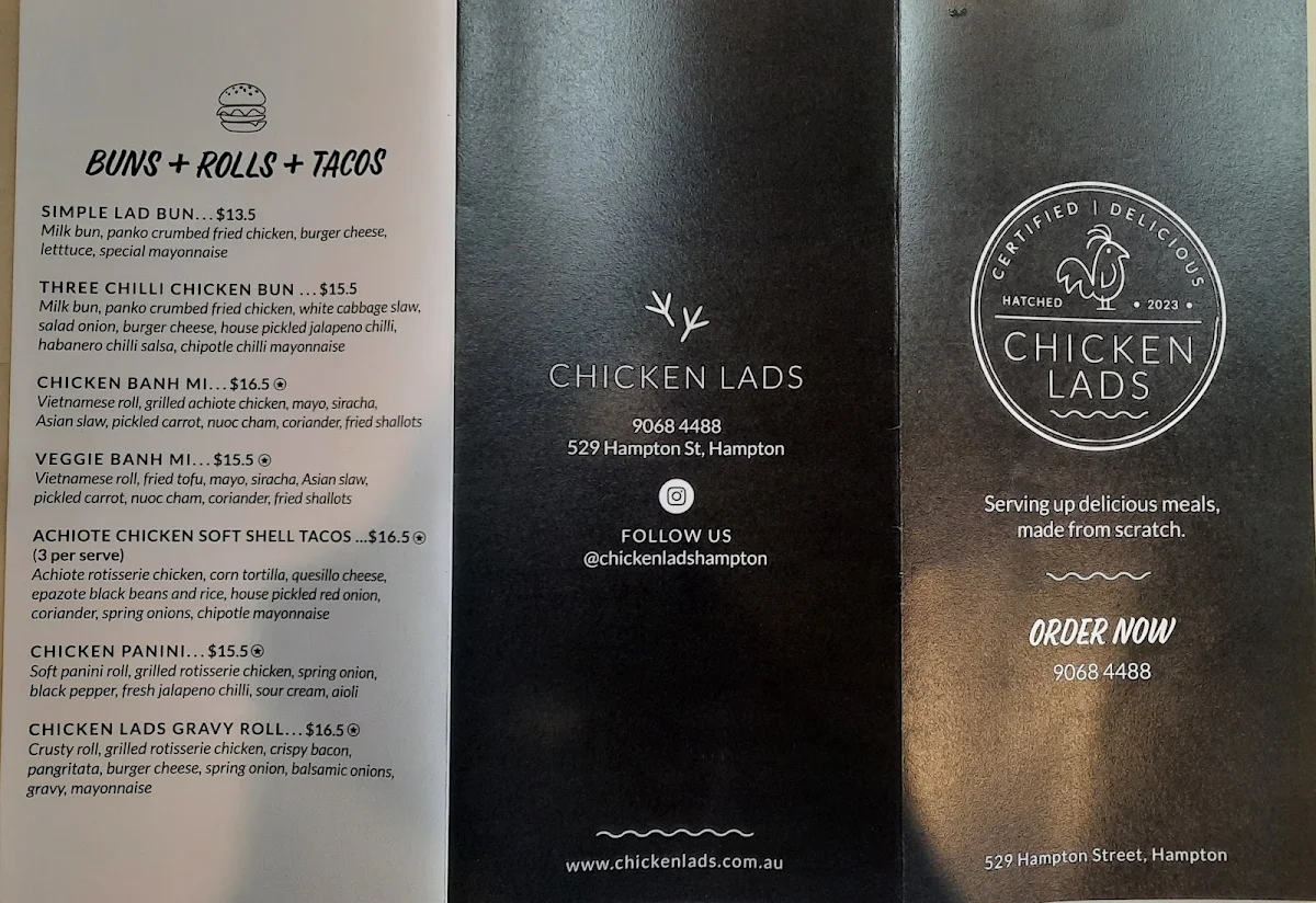 Menu, Chicken Lads