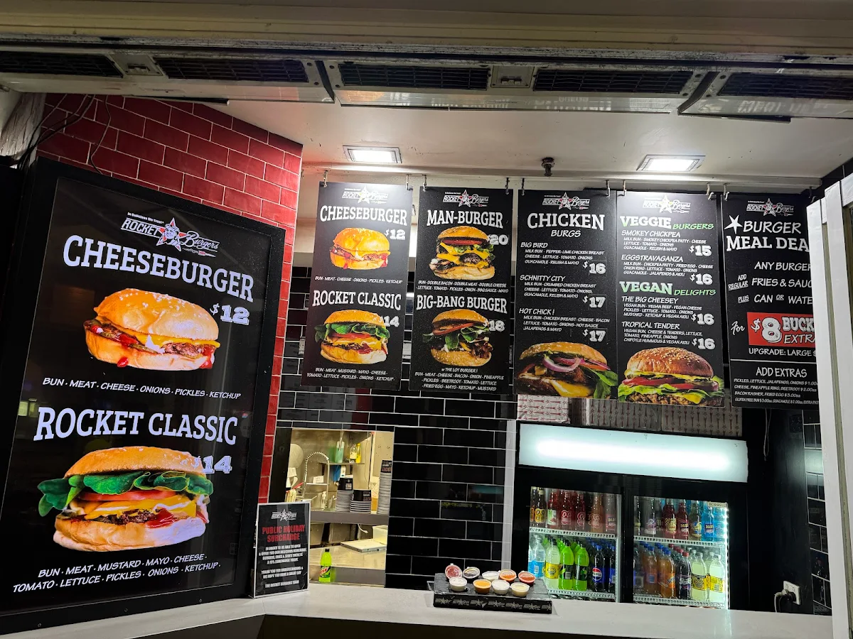 Menu, Rocket Burgers & Fries Elizabeth Street