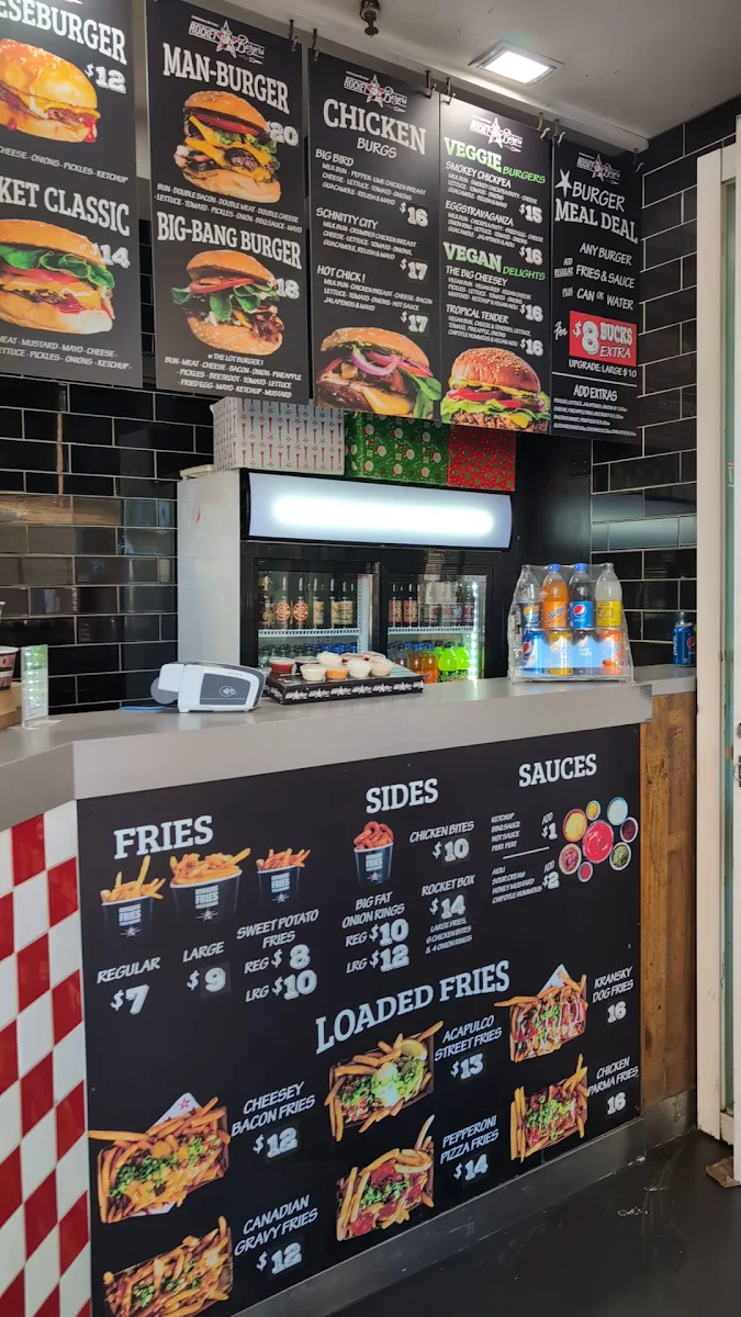 Menu, Rocket Burgers & Fries Elizabeth Street