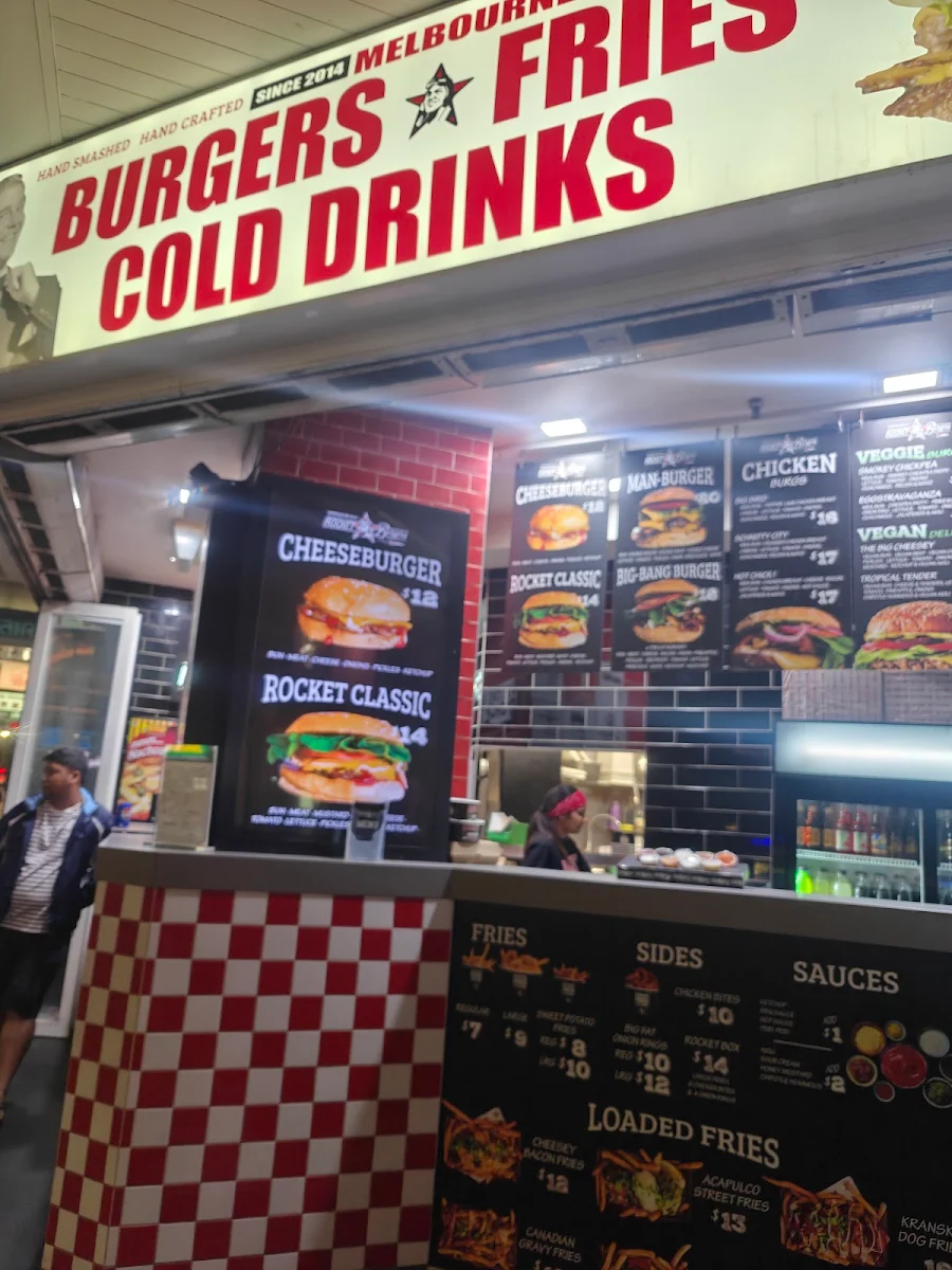 Menu, Rocket Burgers & Fries Elizabeth Street
