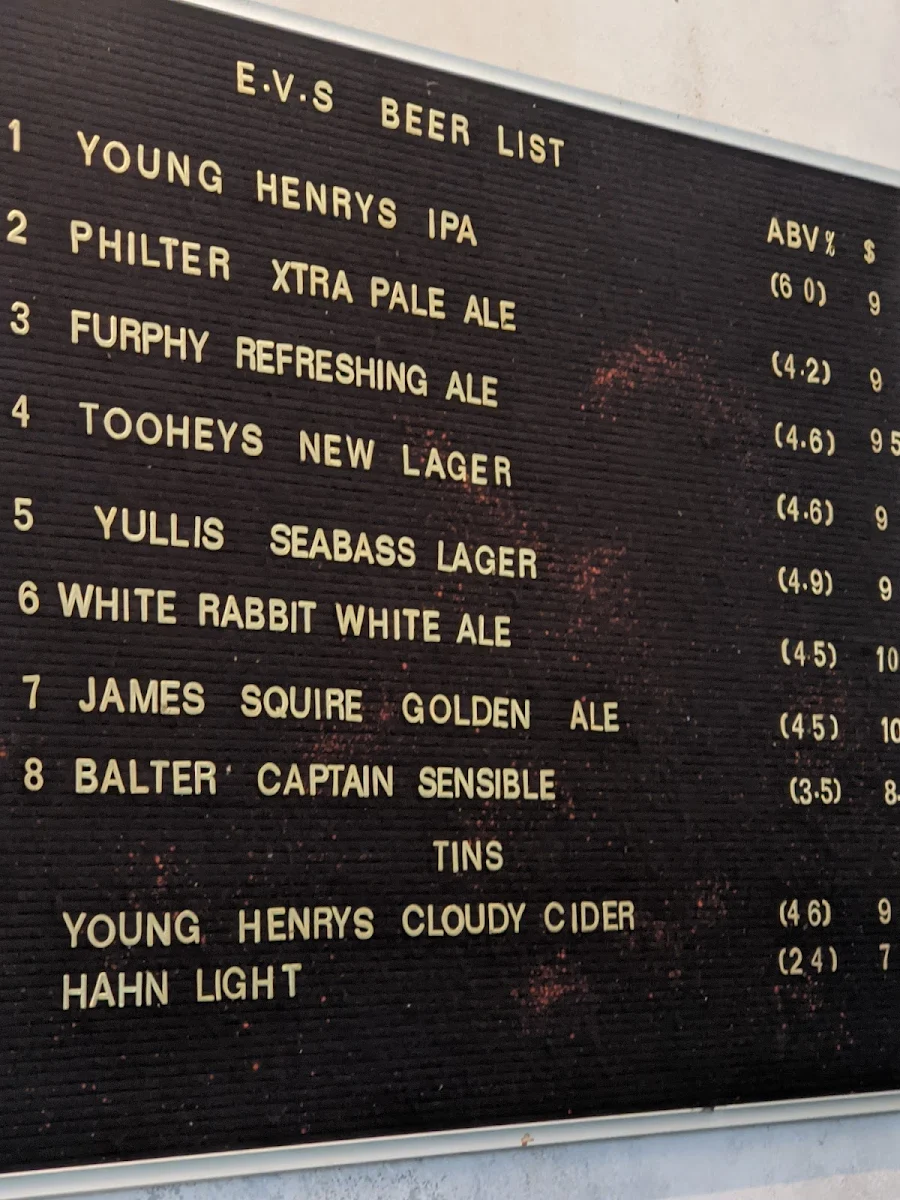 Menu, East Village Hotel Sydney