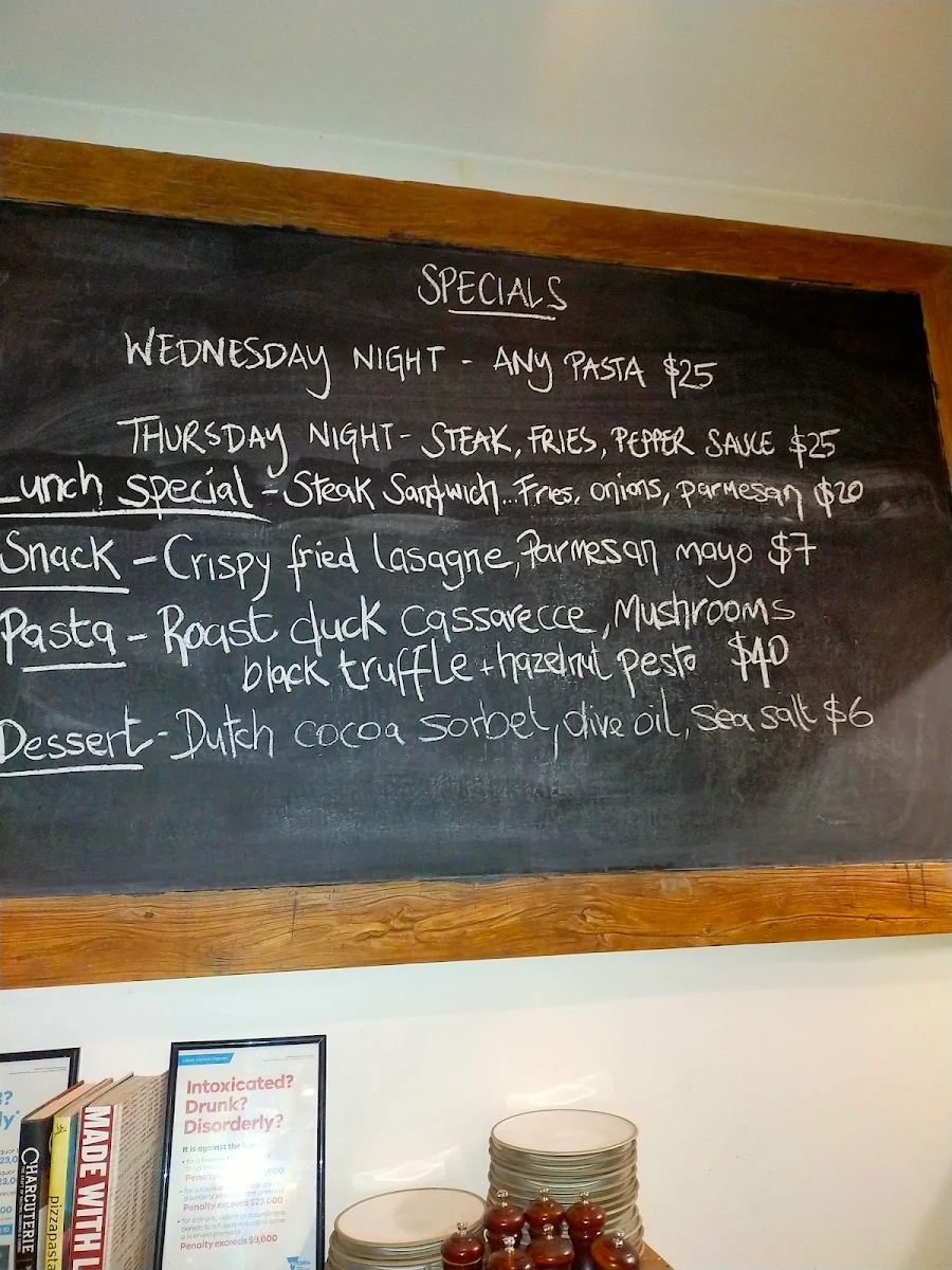 Menu, Arlo Wine Bar