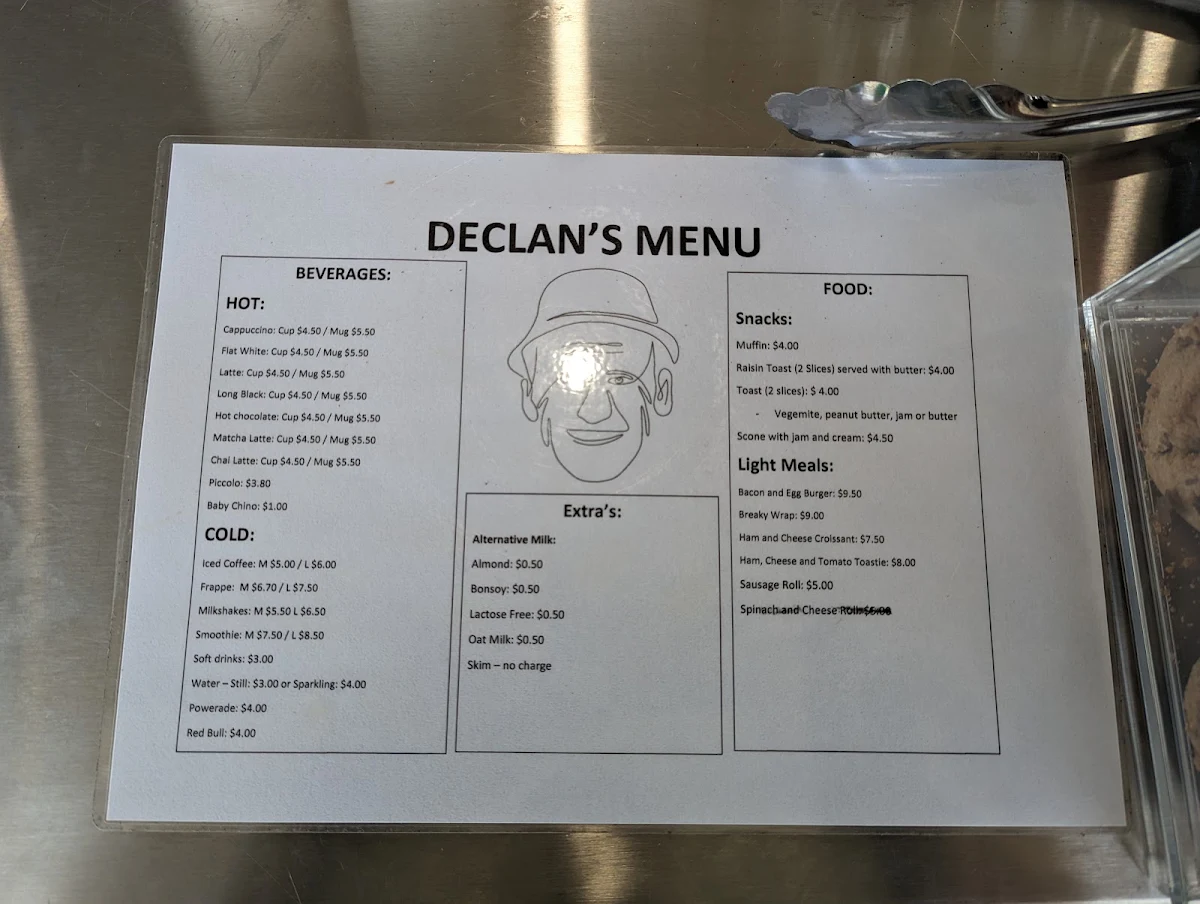 Menu, Declan's