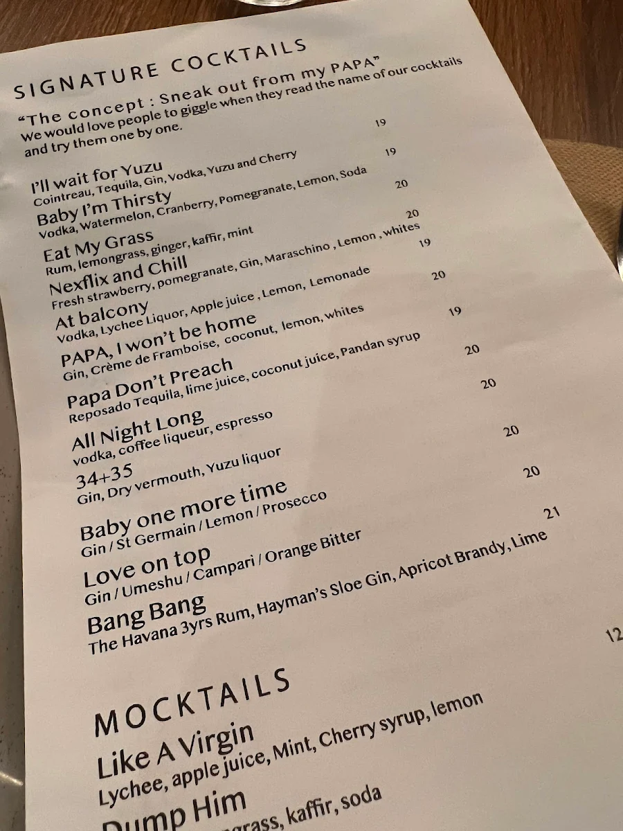 Menu, OHMYPAPA