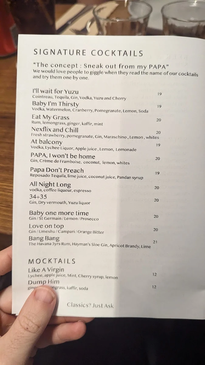 Menu, OHMYPAPA
