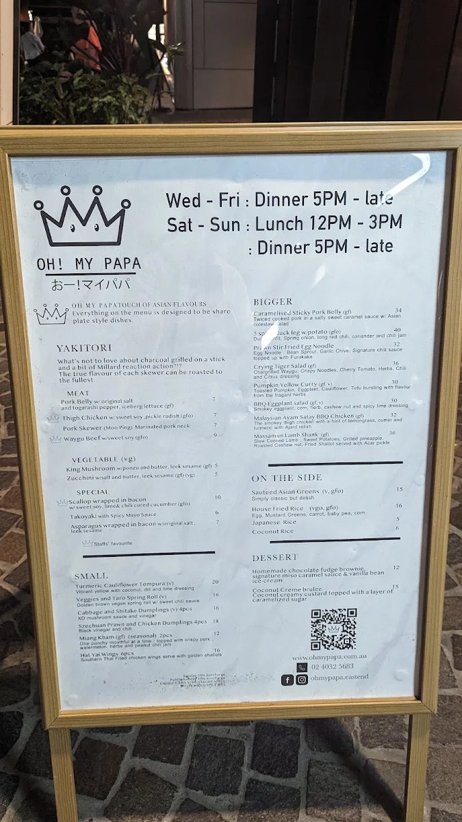 Menu, OHMYPAPA