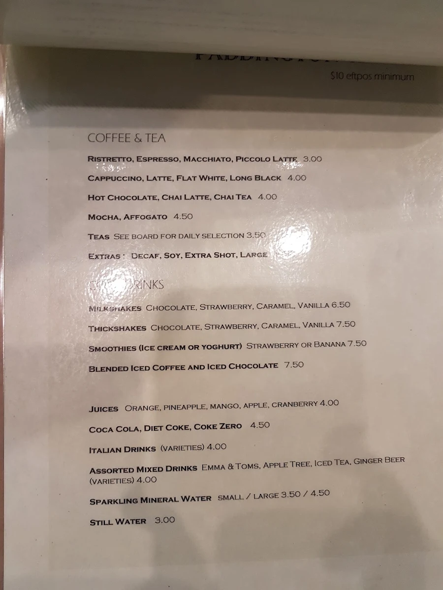 Menu, Paddington Grind