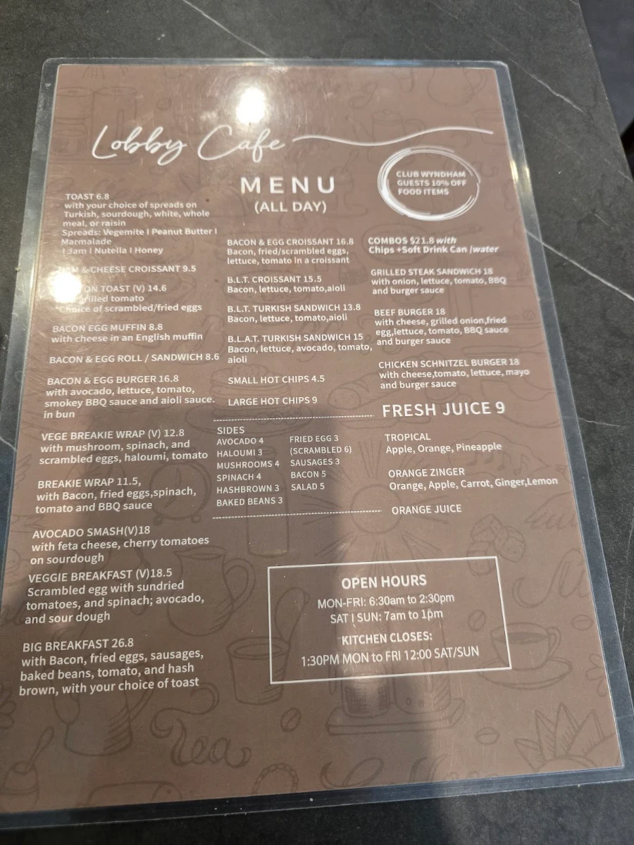 Menu, STC Cafe