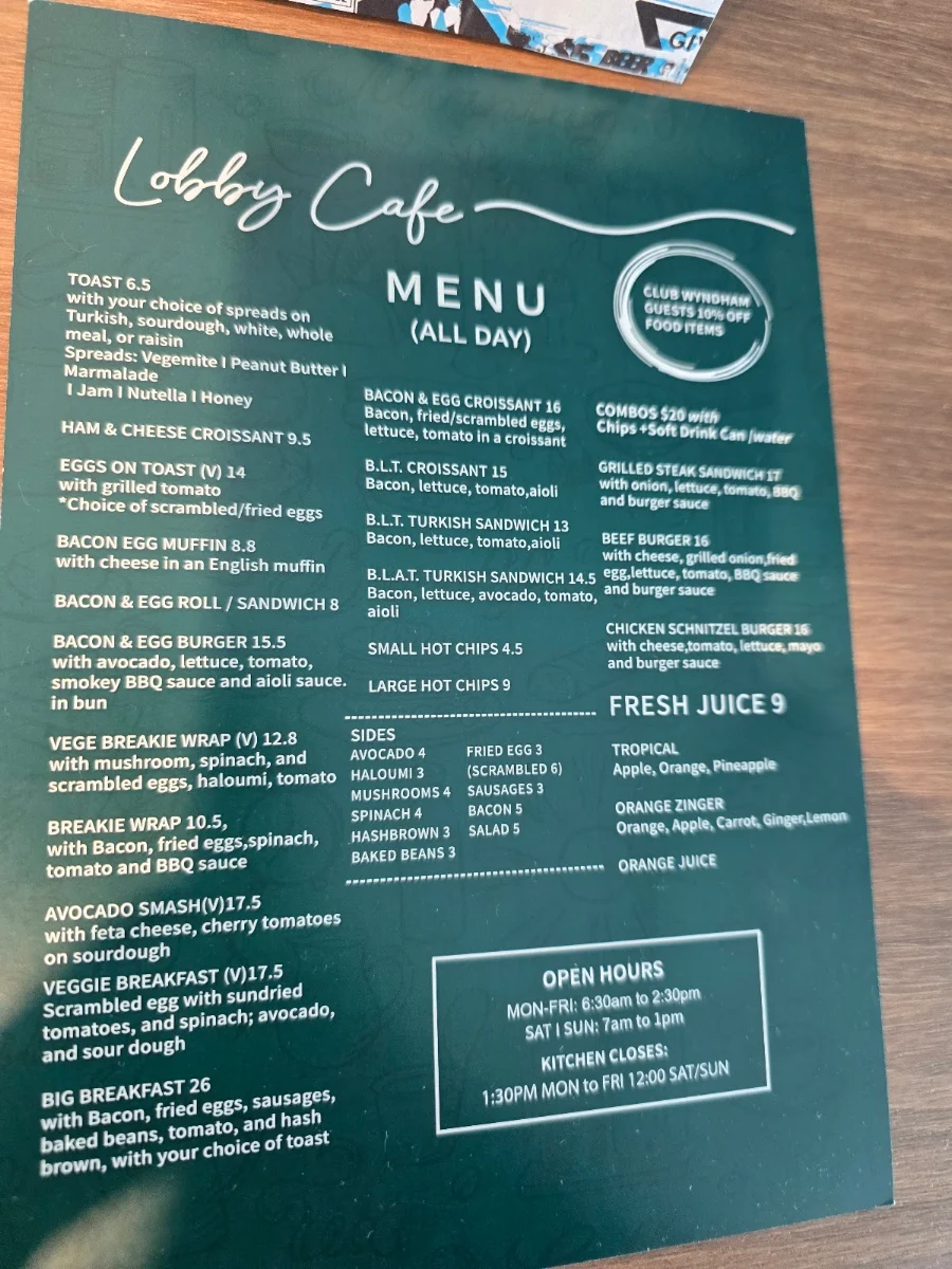 Menu, STC Cafe