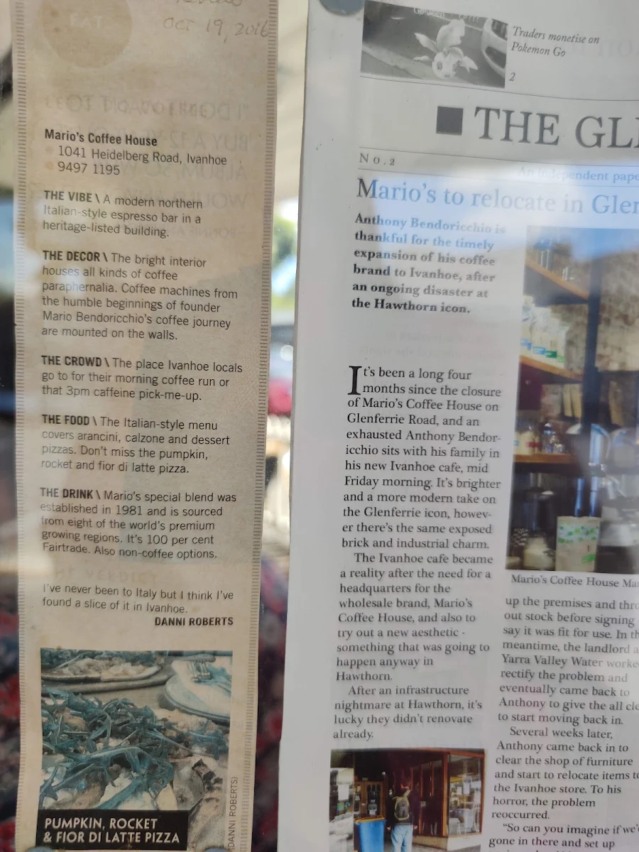 Menu, The Post Inn