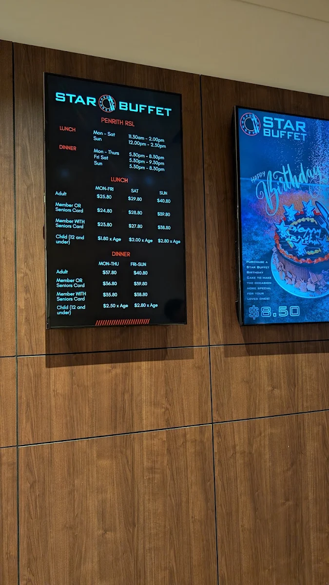 Menu, Star Buffet