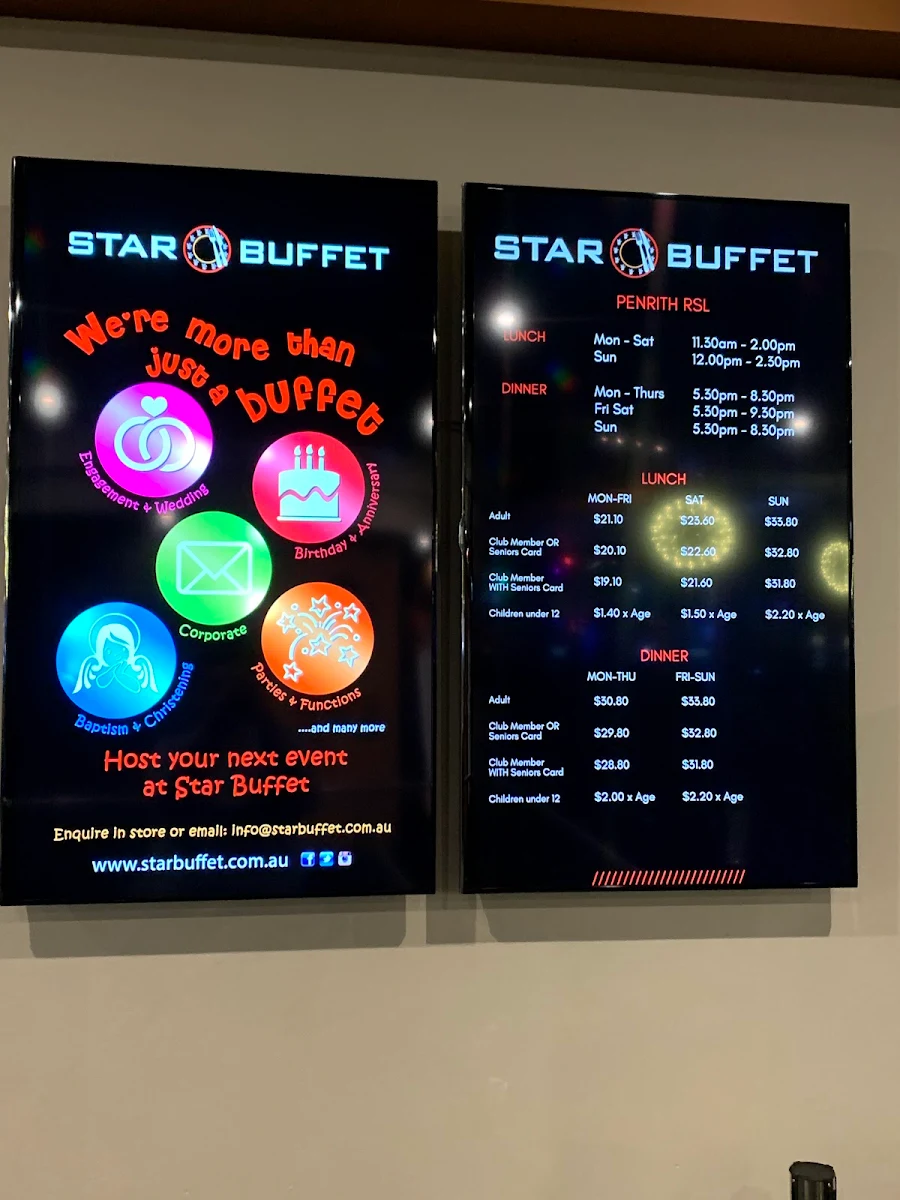 Menu, Star Buffet
