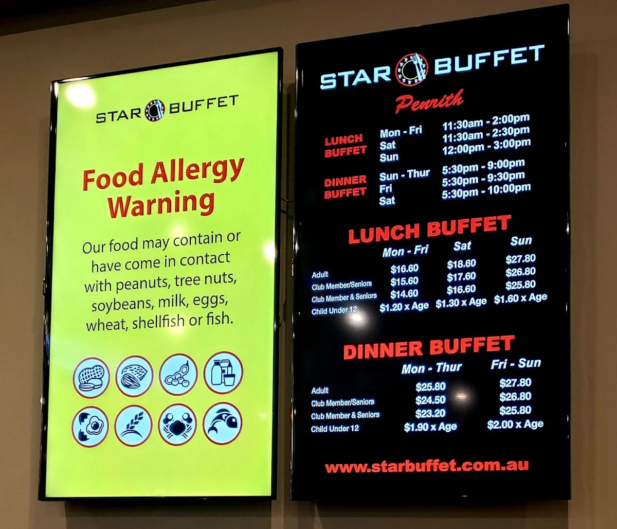 Menu, Star Buffet
