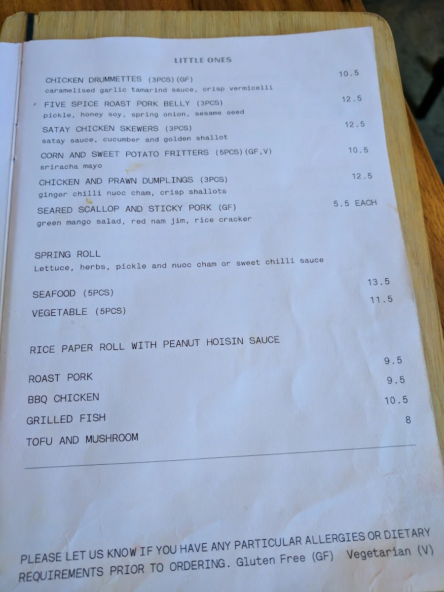 Menu, Buffalo Boy