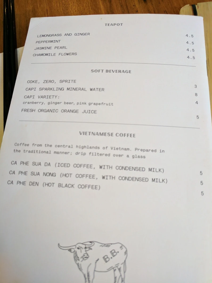 Menu, Buffalo Boy