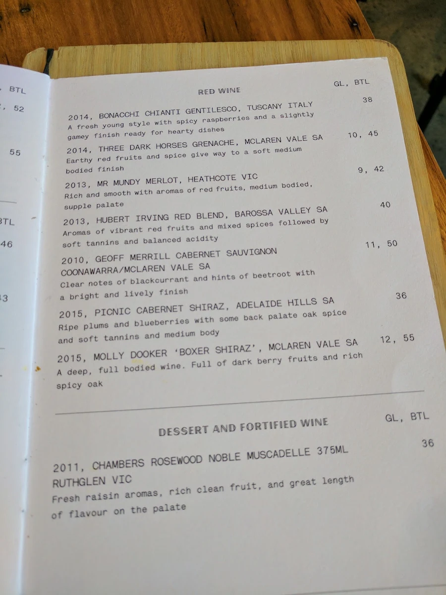 Menu, Buffalo Boy